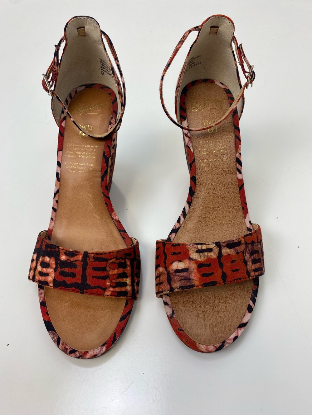 Seychelles Red and Black Patterned Ankle-Strap Sandals